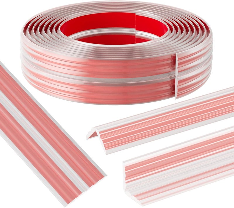 Elvone Wall Corner Protector & Edge Guard，Peel and Stick Wall Trim Moulding Inside & Outside Corner Molding Trim Caulk Strip, Self Adhesive Trim for Wall Edge,Ceiling,Countertop, 0.8” W x20’ L，Clear - Image 1